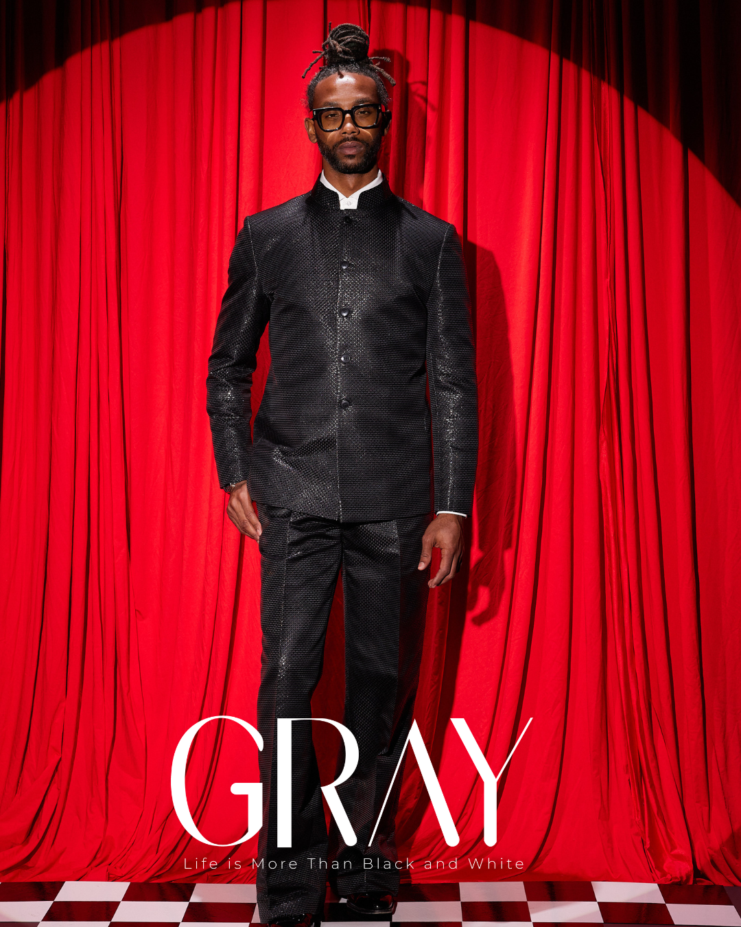 Black Mandarin Brocade Tuxedo