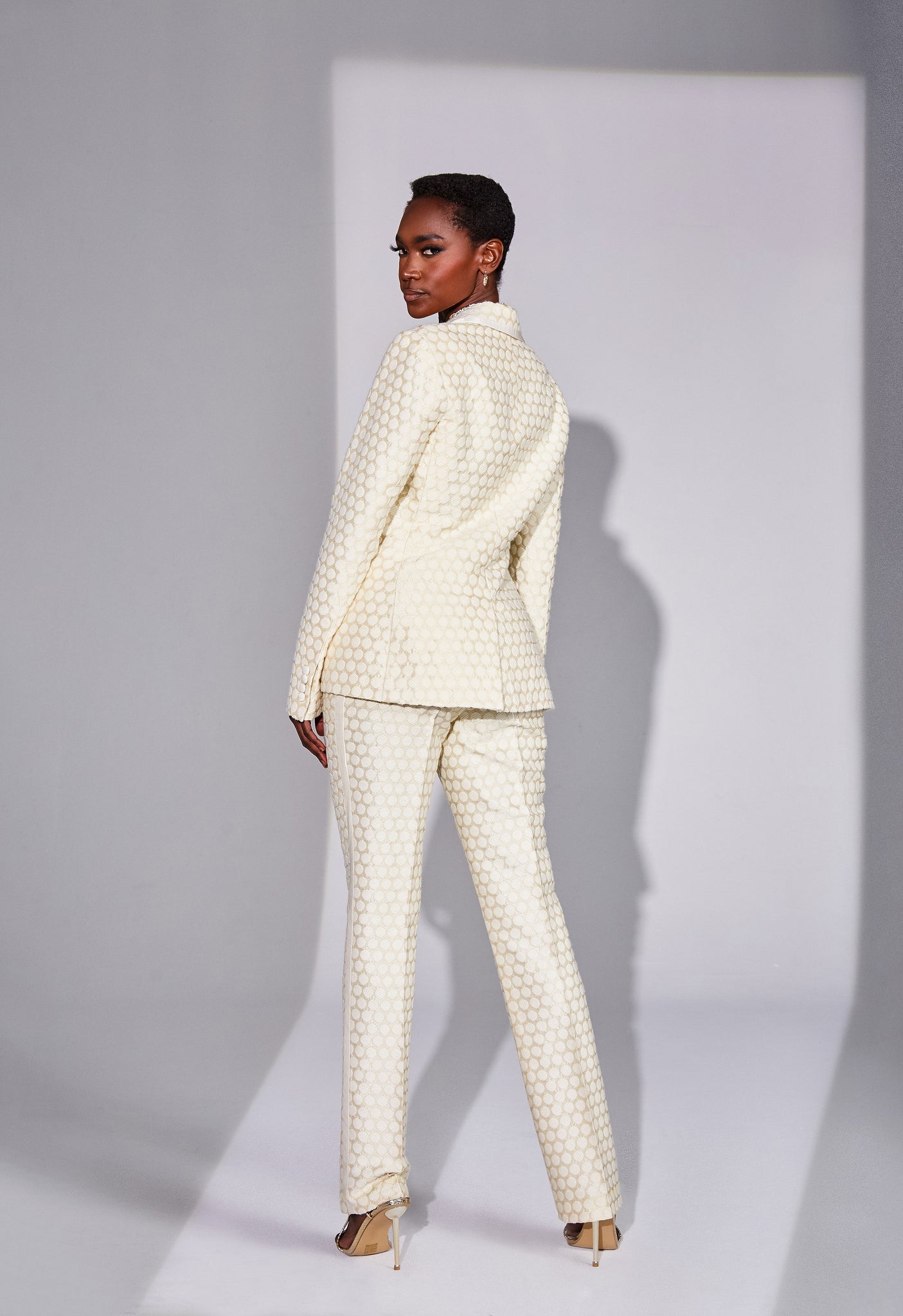 Polka Dot Tuxedo in Cream