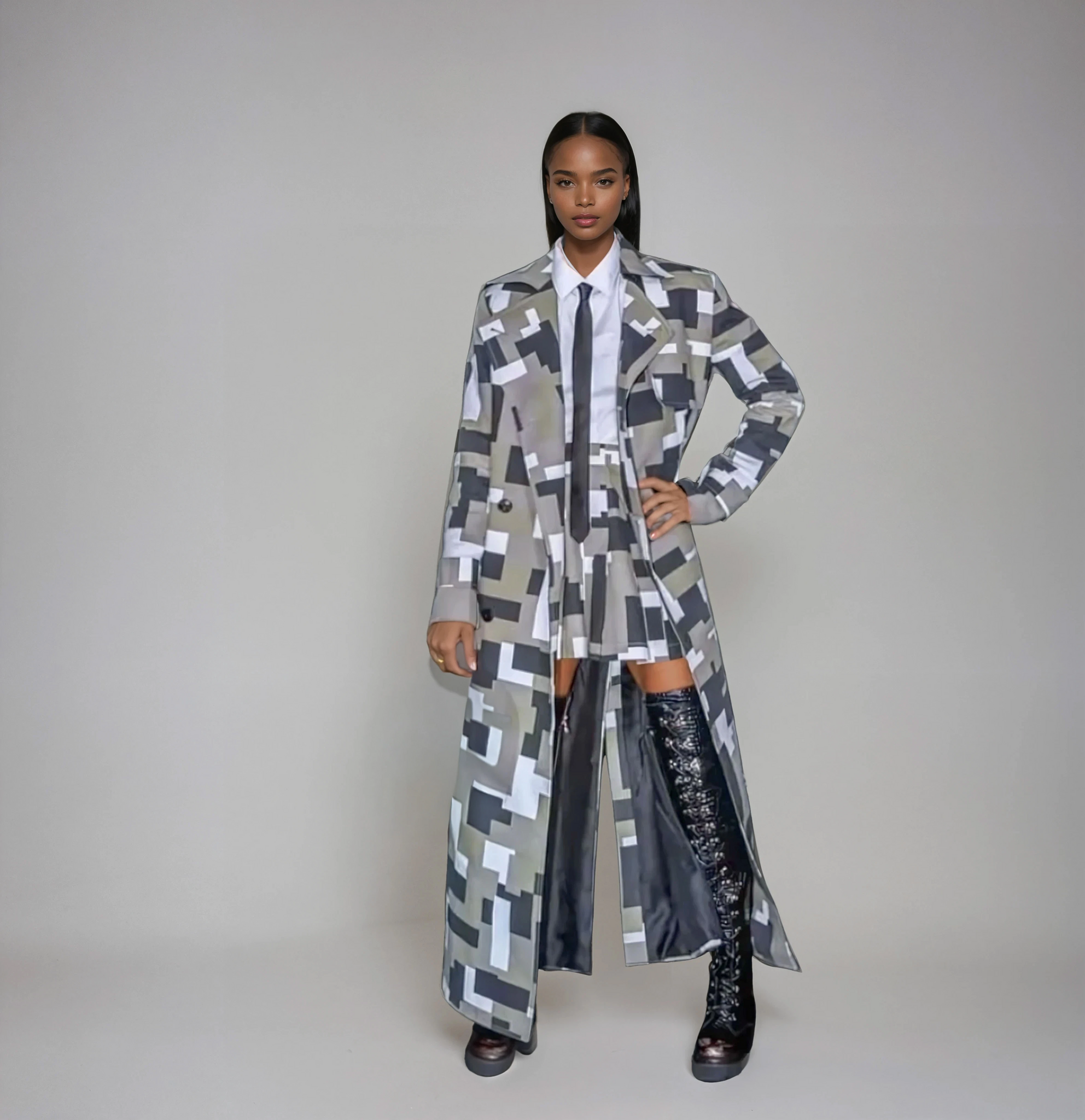 Digi Tech Trench Skirt Set