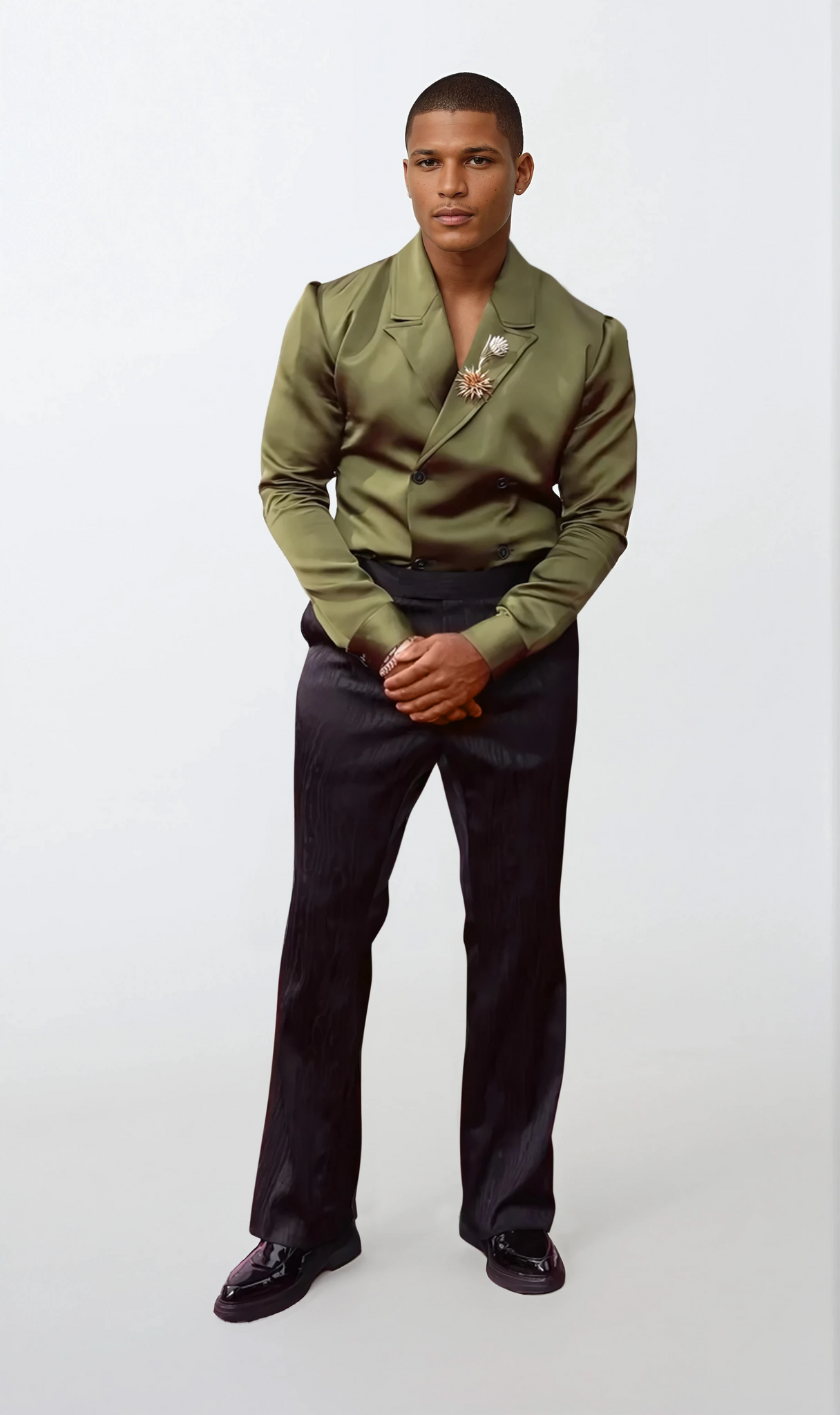 Olive Green Shacket and Satin Pant